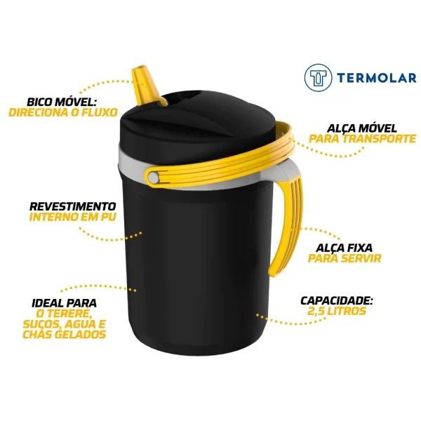 Kit Caixa Térmica 20L Preta + Flip Top 2,5L Preto Termolar - Imagem 3