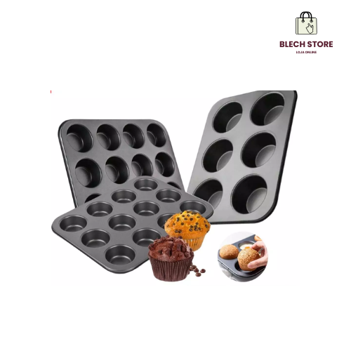 Assadeira Antiaderente para Cupcakes, Muffins e Salgados – 6 ou 12 Cavidades