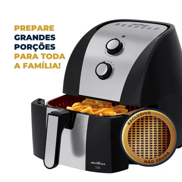 Air Fryer Britânia 5,5L Antiaderente Gold 1500W BFR51 - Imagem 5